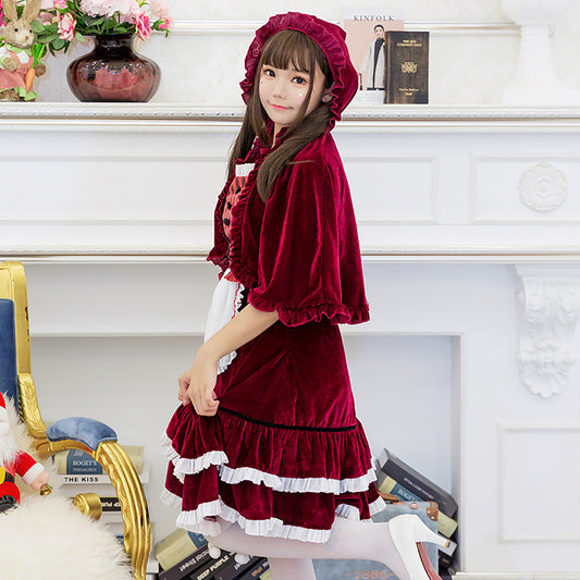 ケープ付き ロリータ ワンピース  レッド