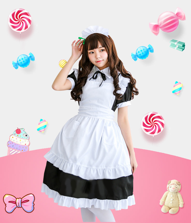 クラシックスタイル 半袖 メイド服 コスチューム  ハロウィン