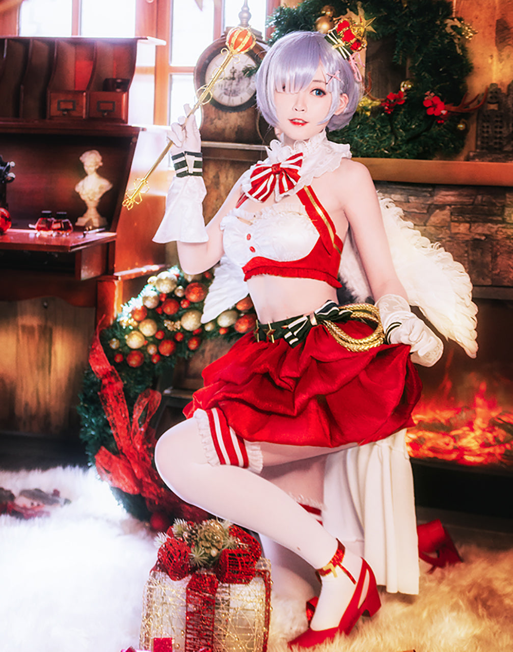 Re:ゼロ レム クリスマスコスプレ メイド風サンタ衣装