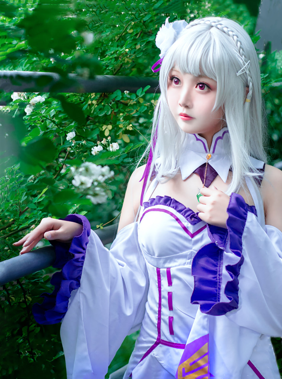 Re:ゼロから始める異世界生活 リゼロ エミリア 風 ワンピース コスプレ 衣装 ウィッグ付き