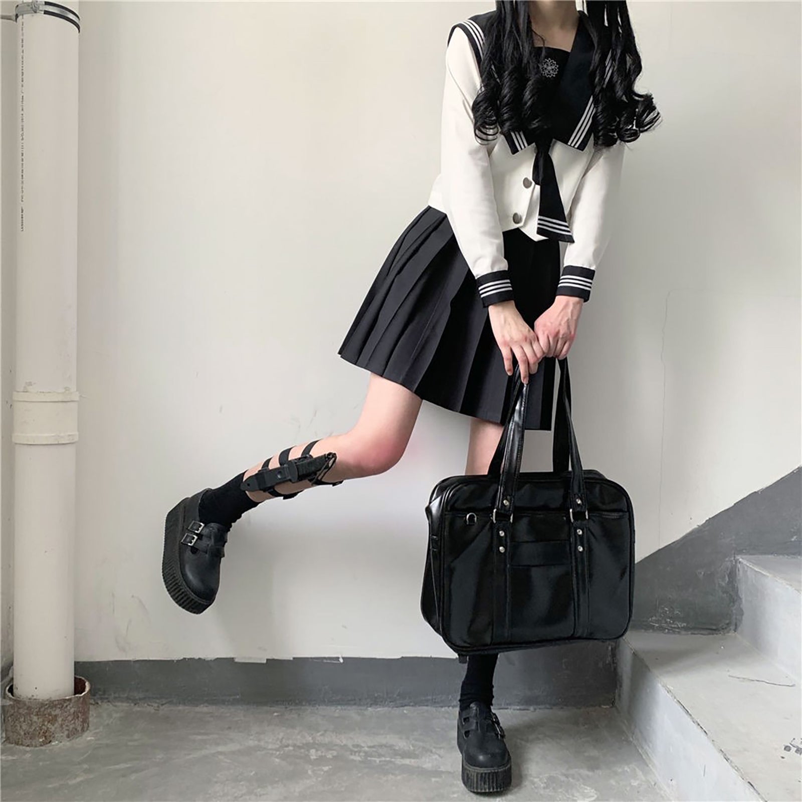 セーラー服 コスプレ 制服 学生服 女子高生 JK 長袖 四角襟　ハロウィン　イベント　文化祭