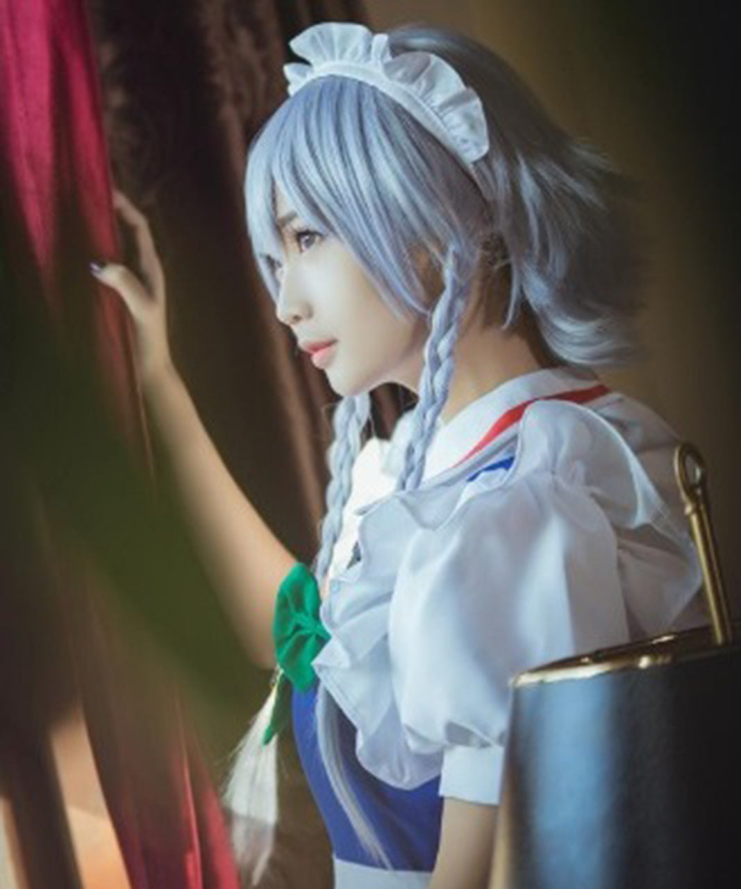 ウィッグ付き 十六夜咲夜 コスチューム　文化祭　ハロウィン　同人　イベント　コミケ　