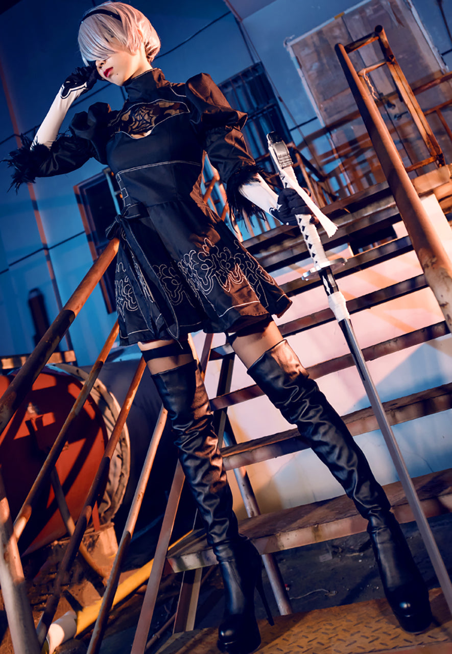 ニーア オートマタ NieRAutomata 2B コスプレ衣装 正面　着用画像　