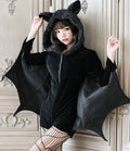 コウモリモチーフ もこもこパーカー ハロウィン コスプレ衣装 レディース