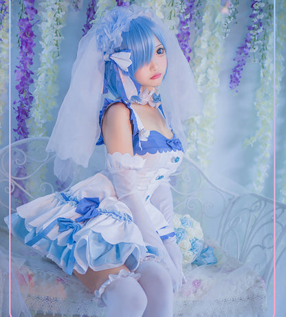Re:ゼロから始める異世界生活 リゼロ レム ラム ウエディング 花嫁  ウィッグ付き