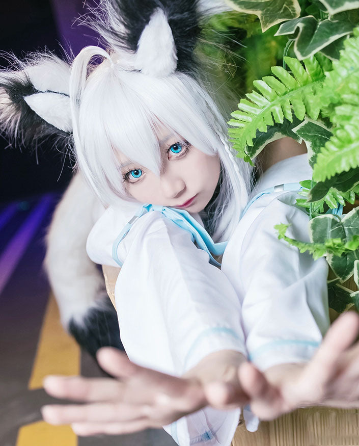 尻尾&耳つき VTuber 白上フブキ コスプレ セット しらかみ ふぶき 衣装　コミケ