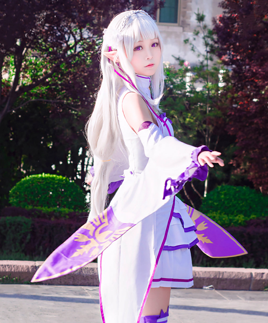 Re:ゼロから始める異世界生活 リゼロ エミリア 風 ワンピース コスプレ 衣装 ウィッグ付き