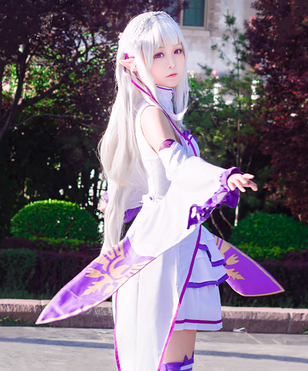 Re:ゼロから始める異世界生活 リゼロ エミリア 風 ワンピース コスプレ 衣装 ウィッグ付き