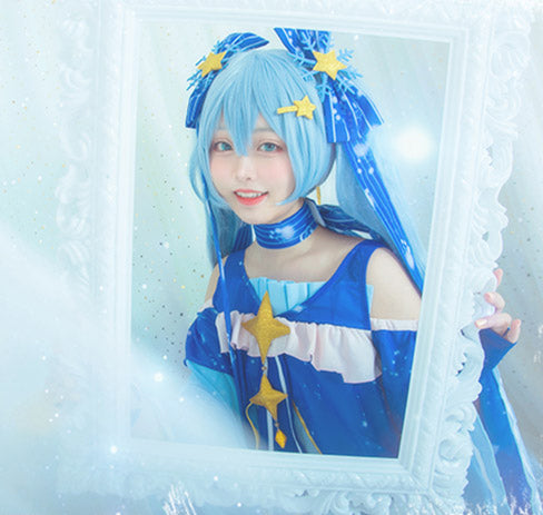 ウィッグ付き VOCALOID 雪ミク Twinkle Snow 風 コスプレ 衣装