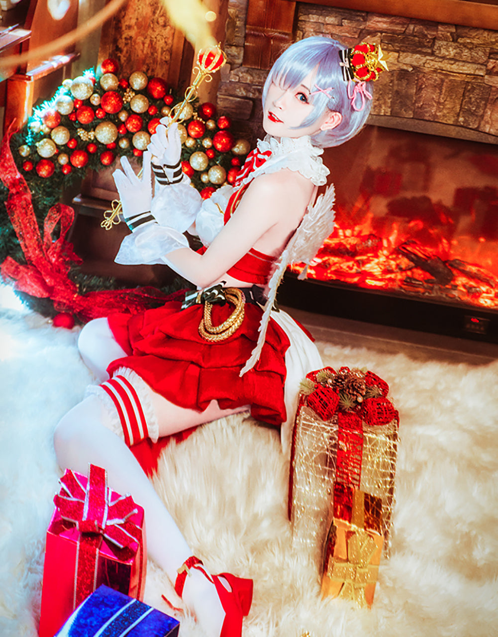 レム サンタコス 大人用 へそ出しクリスマス衣装