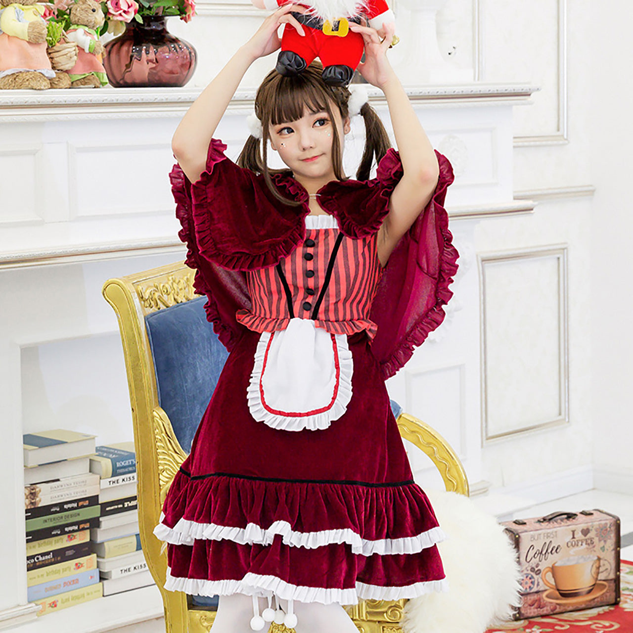 ケープ付き ロリータ ワンピース  レッド