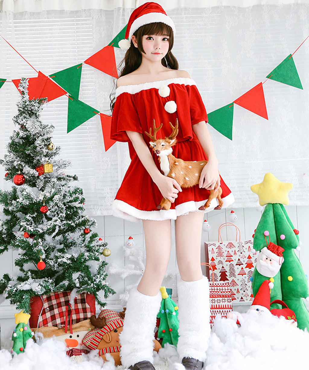 クリスマス コスプレ ミニ丈サンタワンピ風セット