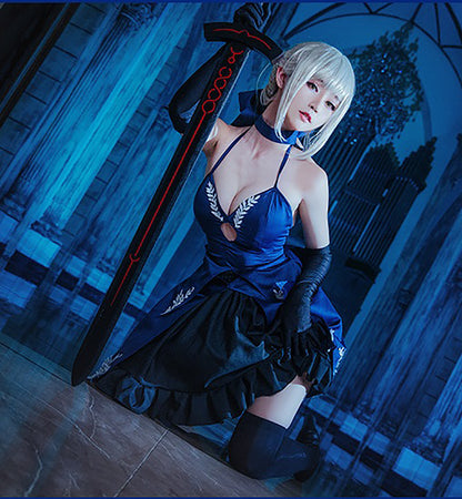 FGO  Fate/Grand Order FGO フェイト Saber セイバー アルトリア ペンドラゴン ドレス  ウィッグ付☆ 最終再臨 オルタ コスプレ 衣装 コスチューム 黒セイバー ハロウィン