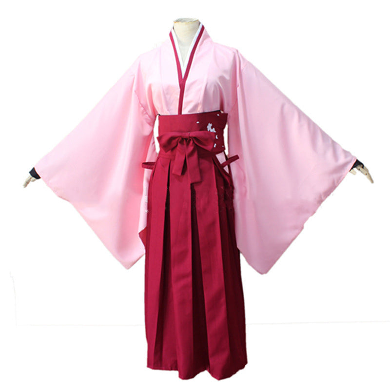 ウィッグ付き 沖田総司 桜セイバー 風 コスプレ 衣装 ピンク 袴