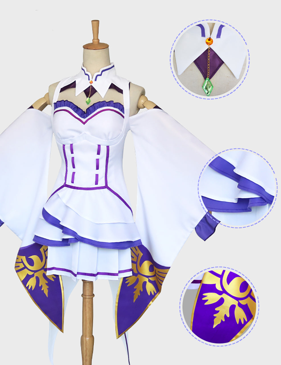 Re:ゼロから始める異世界生活 リゼロ エミリア 風 ワンピース コスプレ 衣装 ウィッグ付き