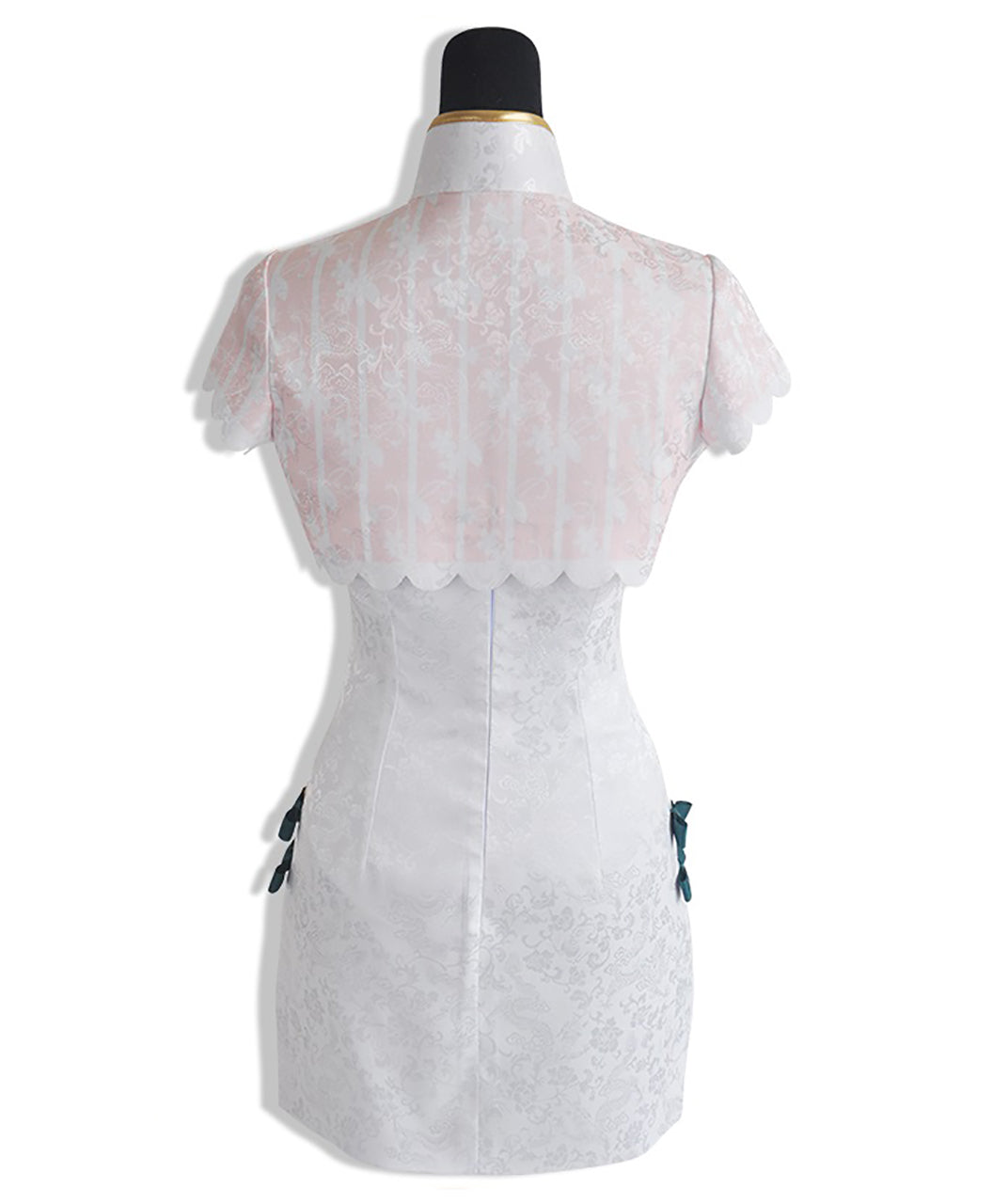 初音ミク風 コスプレ 衣装 白ミニ丈 チャイナ服 背面デザイン