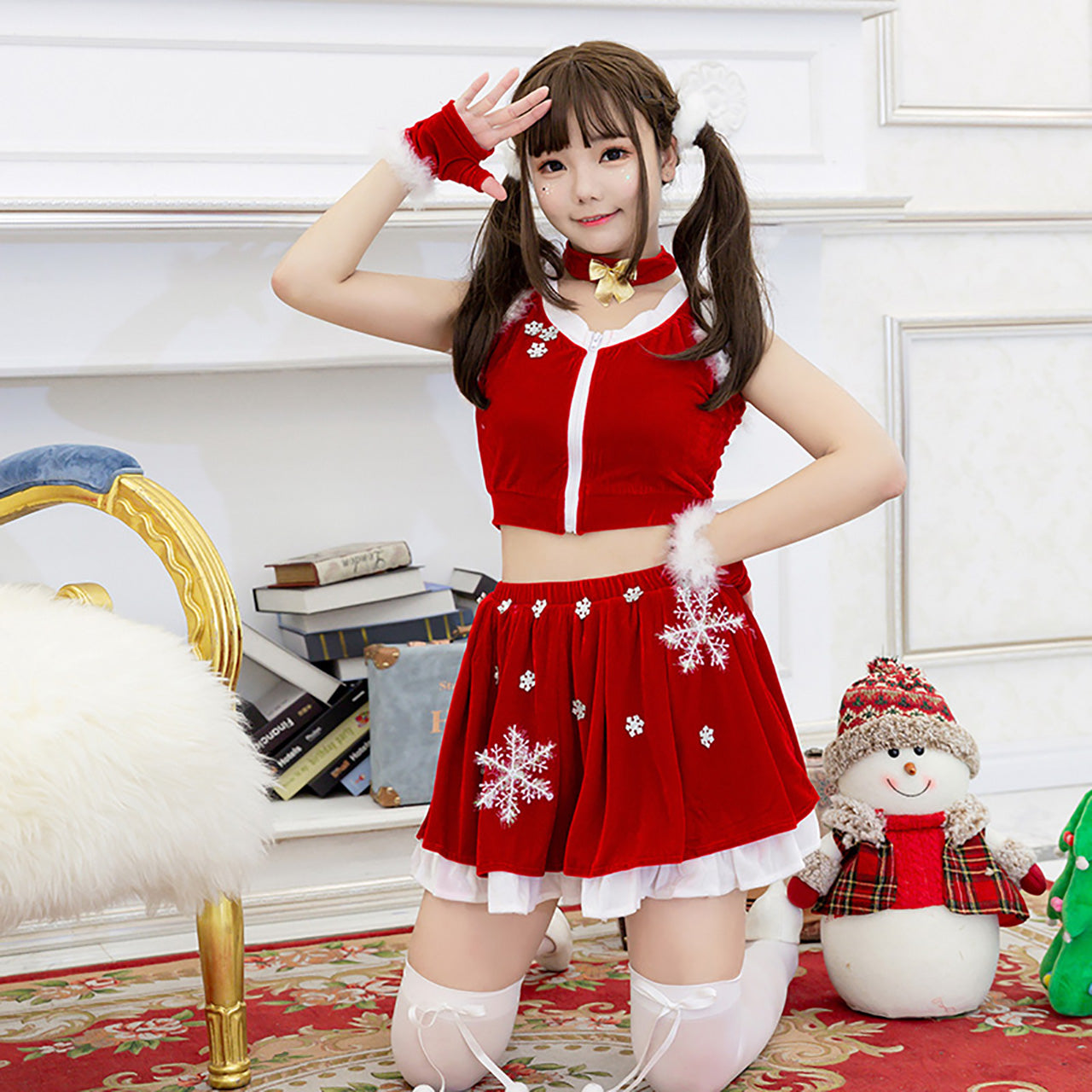 サンタ コスプレ クリスマス サンタ服 ロリータ 大人 レディース 結晶 ノースリーブ