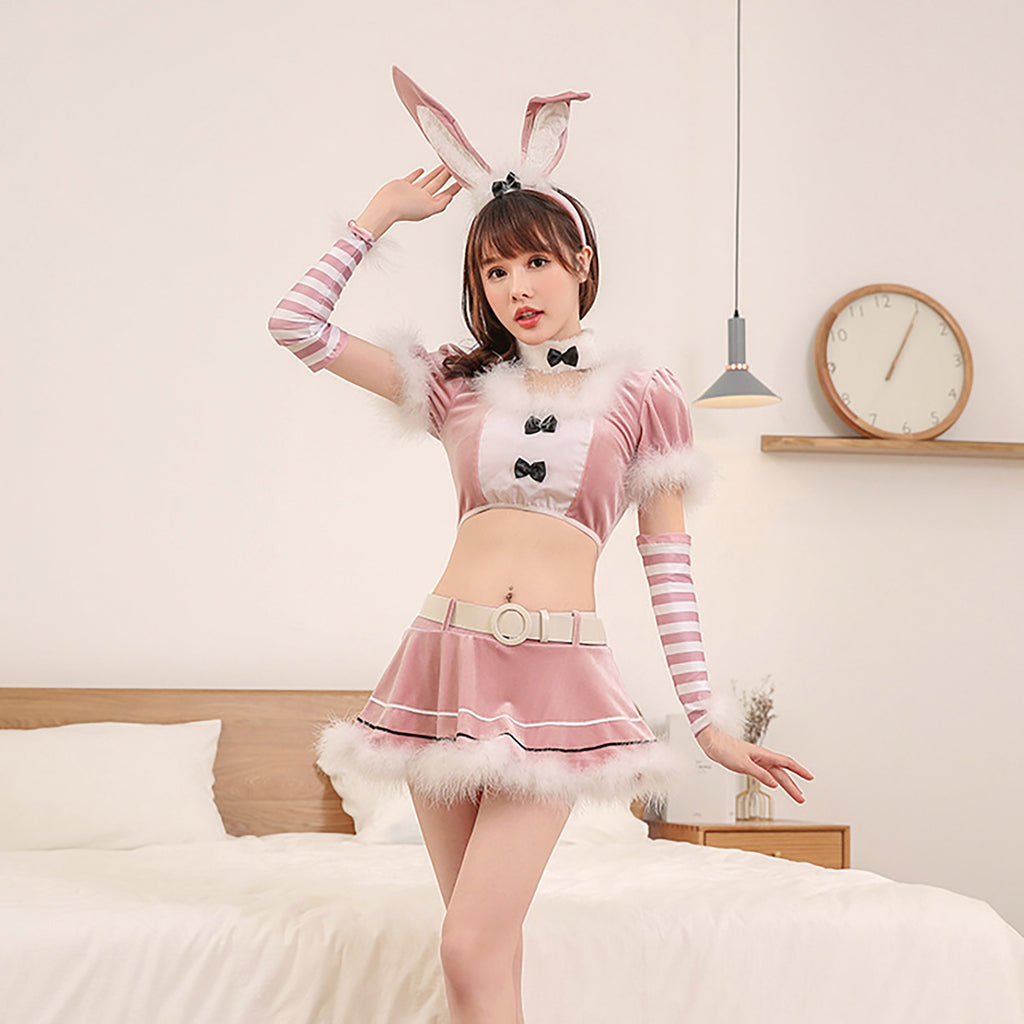 サンタ コスプレ レディース クリスマス サンタクロース バニーガール セクシー　ピンク ベロア　ベルベット　女子会