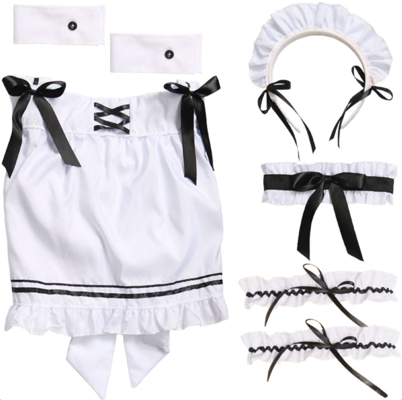 メイド服 コスプレ モノクロ パフスリーブ スクエアネック ミニ丈