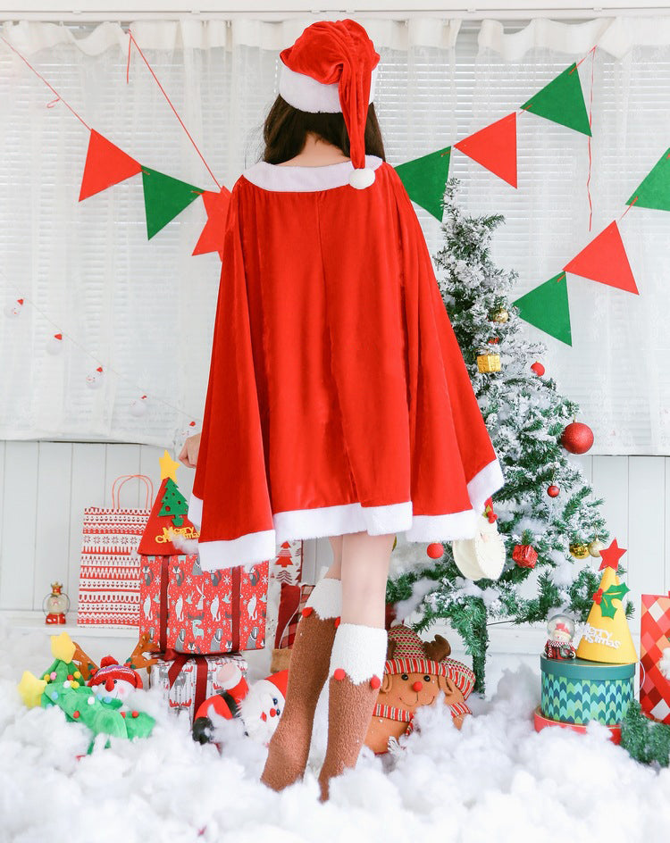 クリスマス サンタ コスプレ 衣装 ポンチョスリーブ 3点セット