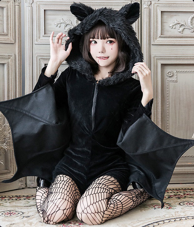 もこもこ コウモリ コスチューム ハロウィン 衣装 コスプレ セット　パジャマ