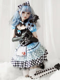 ダークアリス コスプレ衣装 正面画像 ブラック ハロウィン 病みかわ女子向け メイド　ゴスロリ　かわいい　パフスリーブ