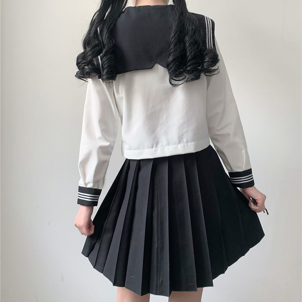 セーラー服 コスプレ 制服 学生服 女子高生 JK 長袖 四角襟　ハロウィン　イベント　文化祭