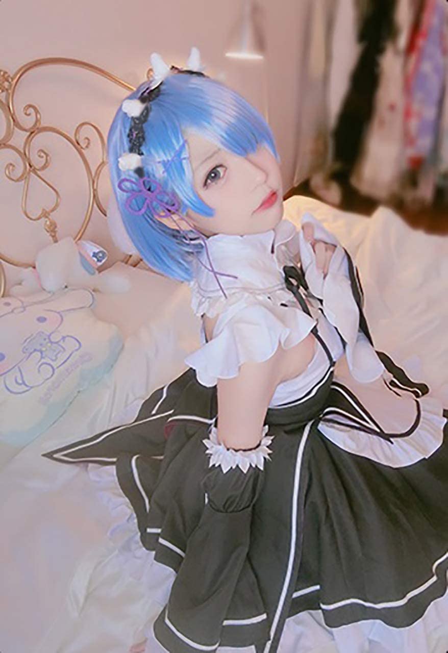 レムラム 双子メイド服 ウィッグ付き コスプレ 衣装 フルセット