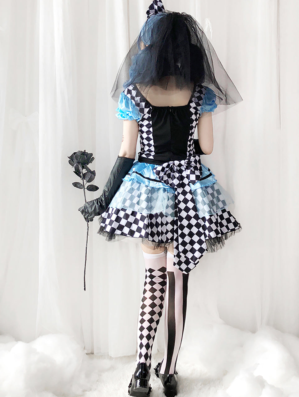 アリス ハロウィン ダークアリス コスプレ ドレス 背面デザイン ゴシック　ゴスロリパーティー衣装　
