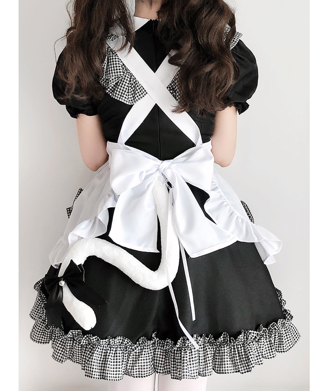 メイド服 ロリータ ワンピース メイド服 ミニ丈 ギンガムチェック フリル