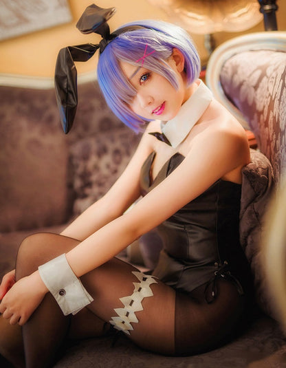 ウィッグ付き Re:ゼロから始める異世界生活 リゼロ レム 風 バニー コスプレ 衣装