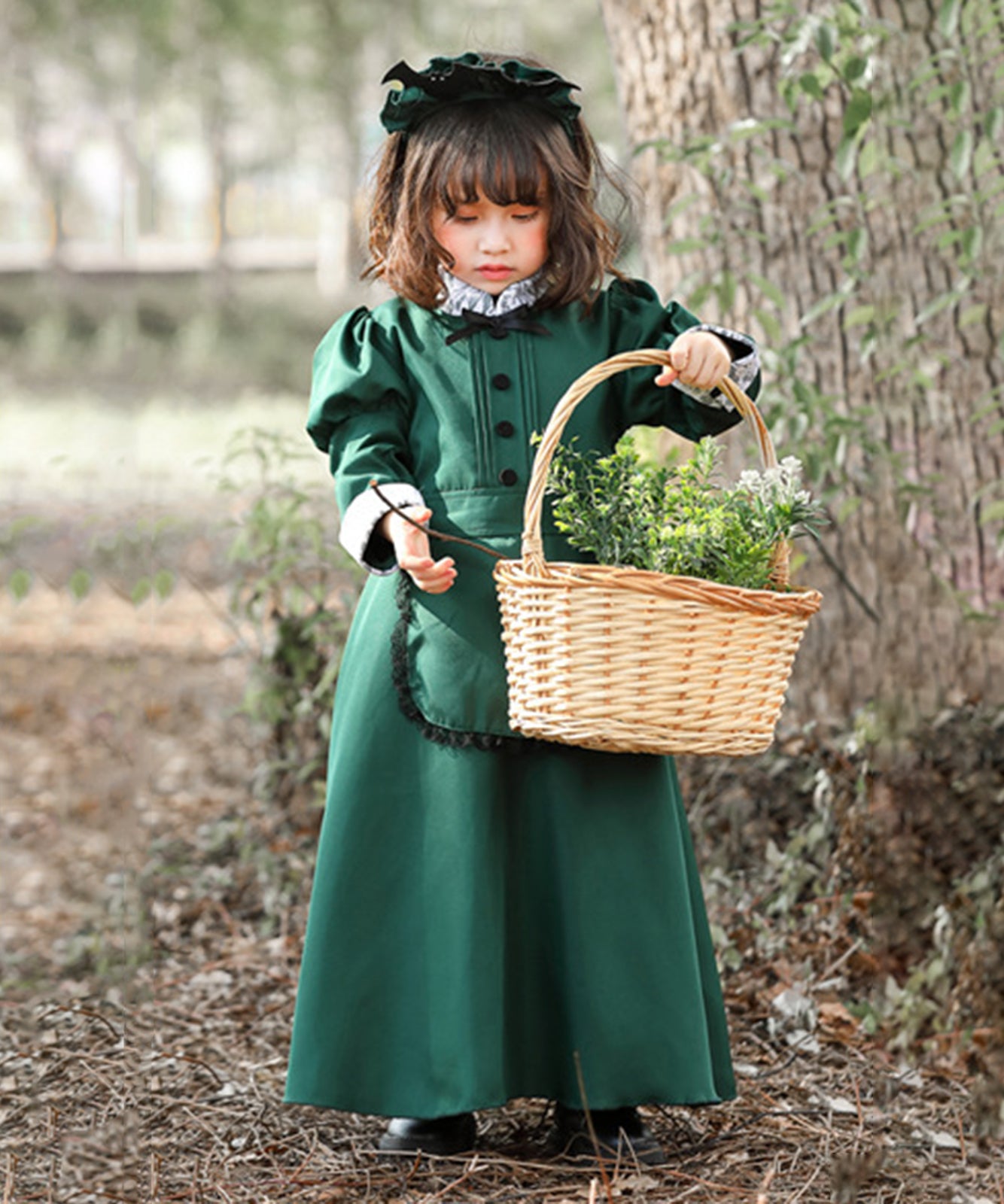 ハロウィン メイド服 洋館  衣装 キッズ  グリーン コスプレ