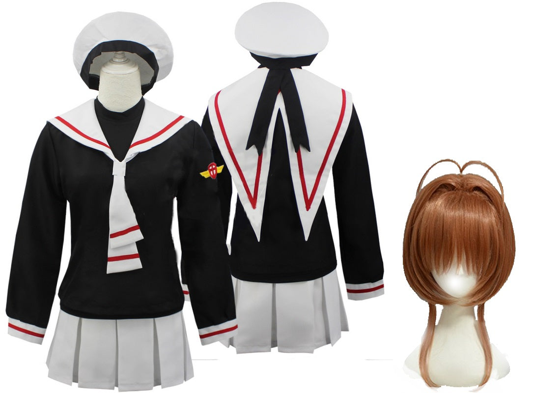 木之本桜 コスプレ衣装 ウィッグ付き5点セット カードキャプターさくら 友枝小学校 制服